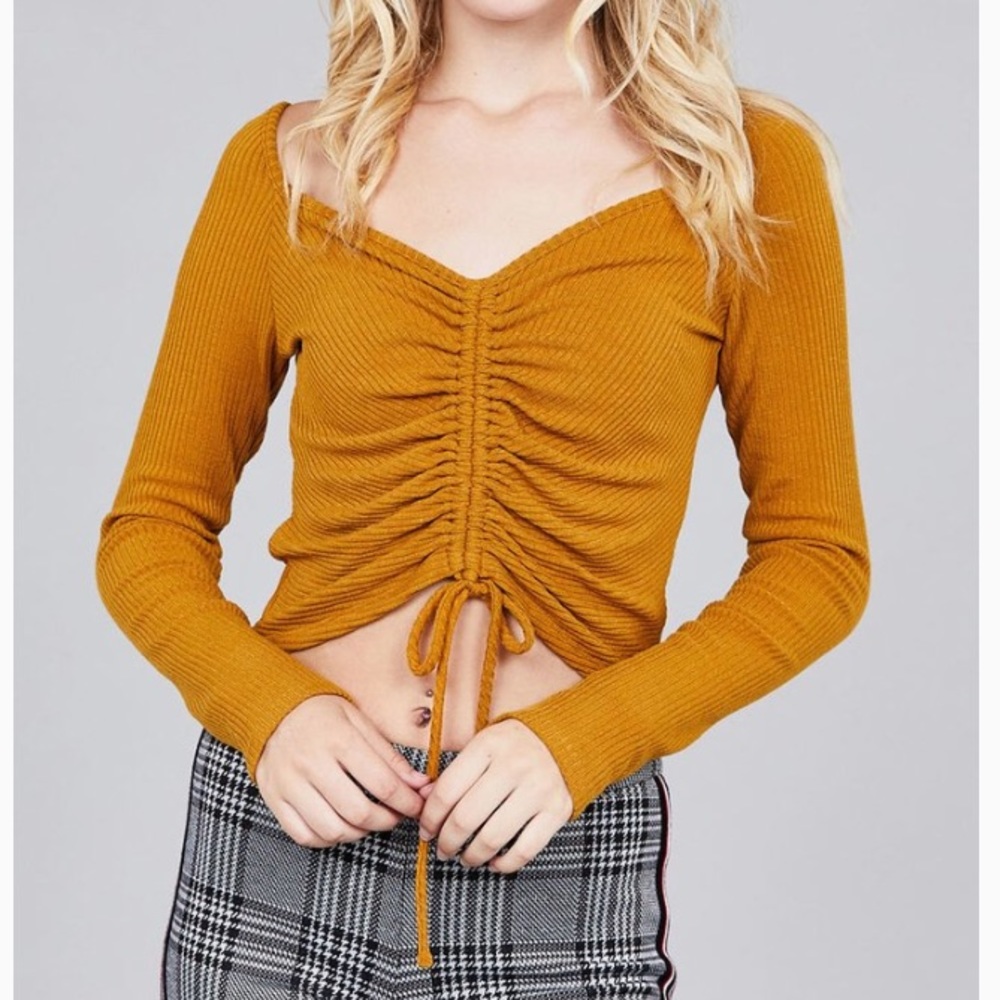 Gathered Top in Camel